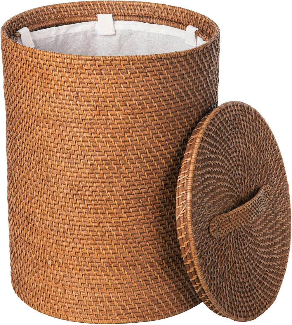KOUBOO SMALL Rattan Laundry Hamper with Lid and Removable Liner Honey Brown