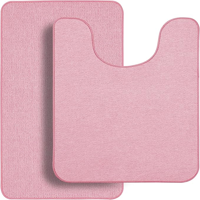 Bathroom Rugs Set 2 Pieces, Thin Bathroom Mats, Toilet Rugs, Quick Dry by BosapDirect