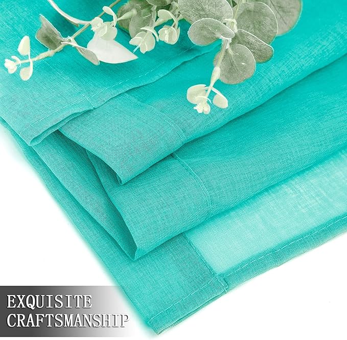 Tollpiz Short Sheer Curtains Linen Textured Bedroom Curtain Sheers Light - Image 7
