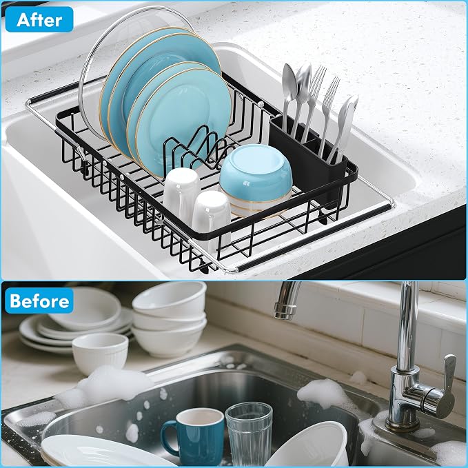 JASIWAY in Sink Dish Drying Rack, Expandable Stainless Steel Dish Drainers - Image 7