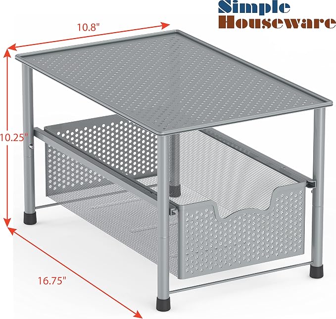 Simple Houseware Stackable Under Sink Cabinet Sliding Basket Organizer Drawer - Image 3