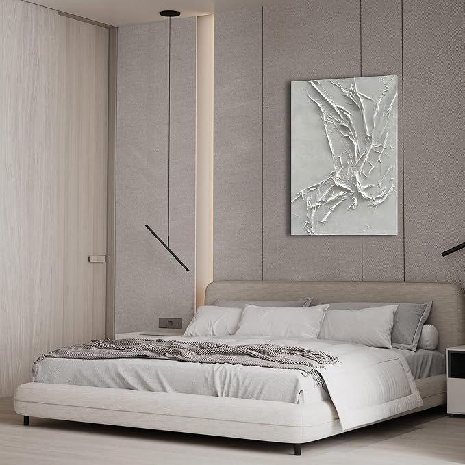 NANKAI Hand-Painted White Texture Abstract Art Painting Minimalist Art Home - Image 4