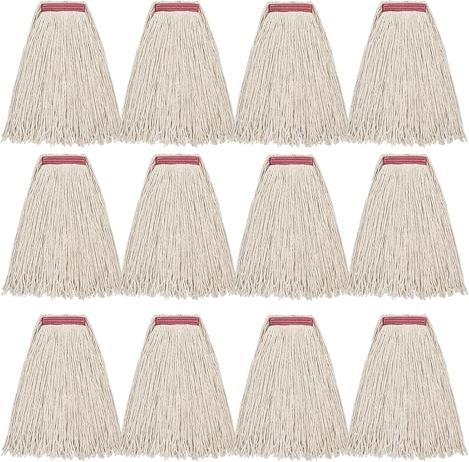 MATTHEW CLEANING 16oz 12Pack Cotton Mop Head Replacement, Cotton Looped-Open by MATTHEWCLEANINGPRODUCTS