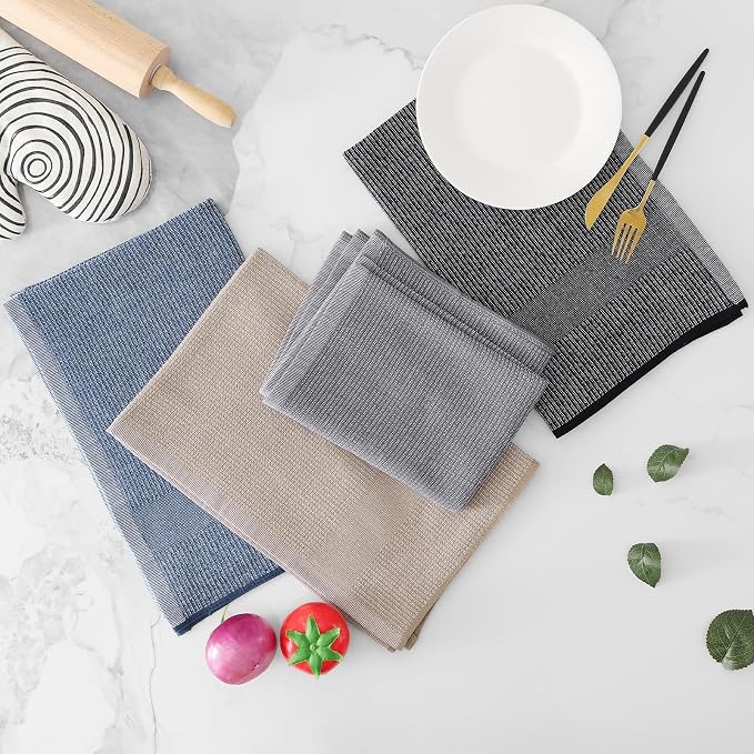 Homaxy Premium Kitchen Towels, Large Cotton Kitchen Hand Towels, Flat and Terry - Image 5