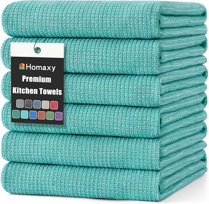 Homaxy Premium Kitchen Towels, Large Cotton Kitchen Hand Towels, Flat and Terry by Homaxy
