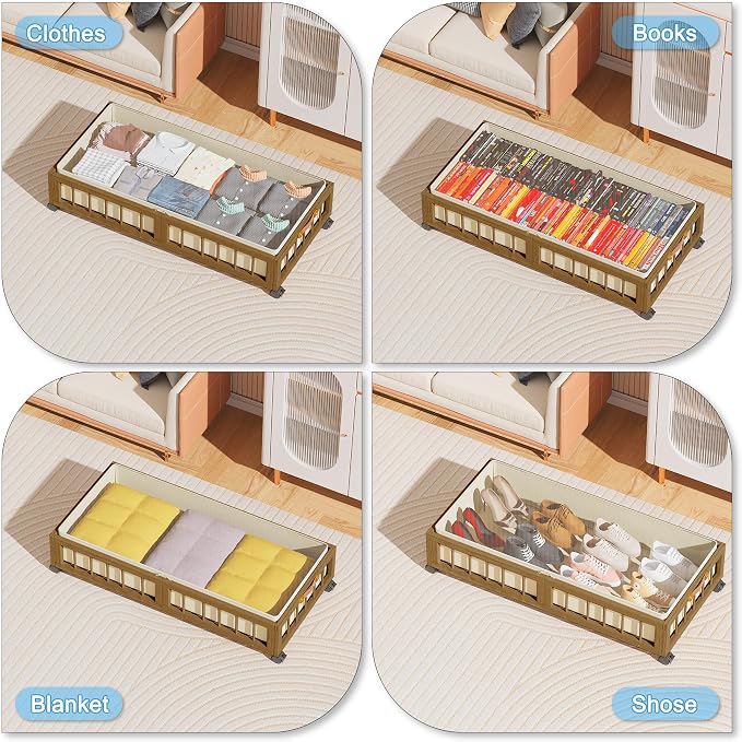efluky 2-Pack Bamboo Under Bed Storage - Image 6