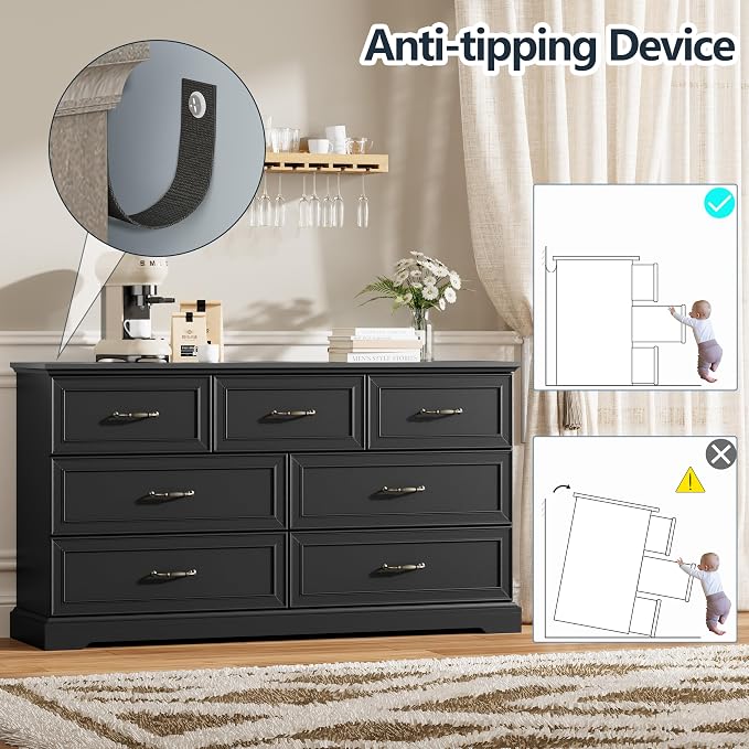 7 Drawer Dresser for Bedroom, Rustic Farmhouse Dresser - Image 6