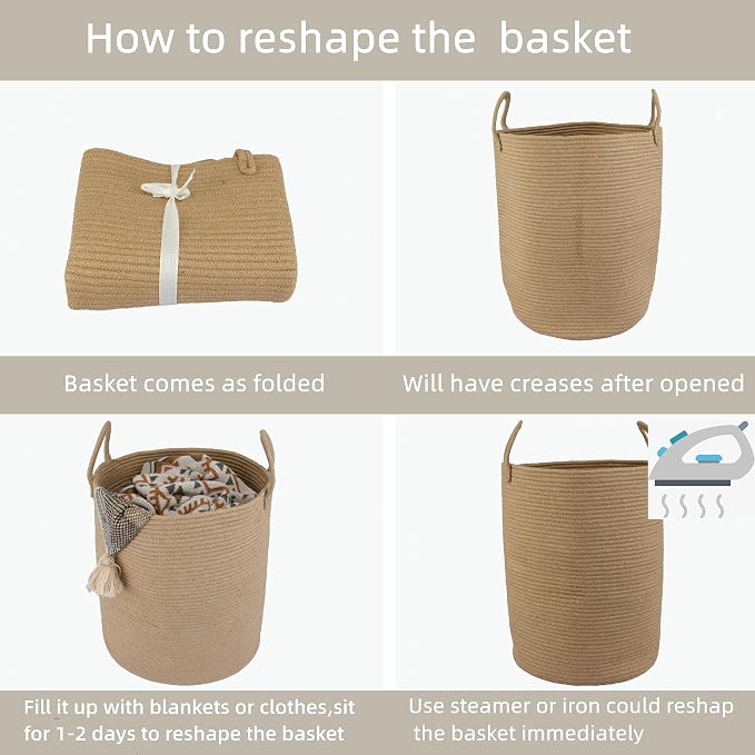 Cotton Rope Laundry Basket Hamper - Image 7