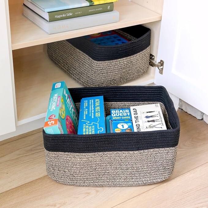 NaturalCozy Storage Baskets 16.8”x13”x7.6” Cotton Rope Woven Baskets - Image 8