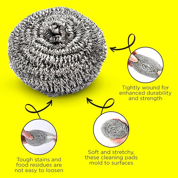 12Pcs Simba Stainless Steel Wool Scrubber Pads - Image 6