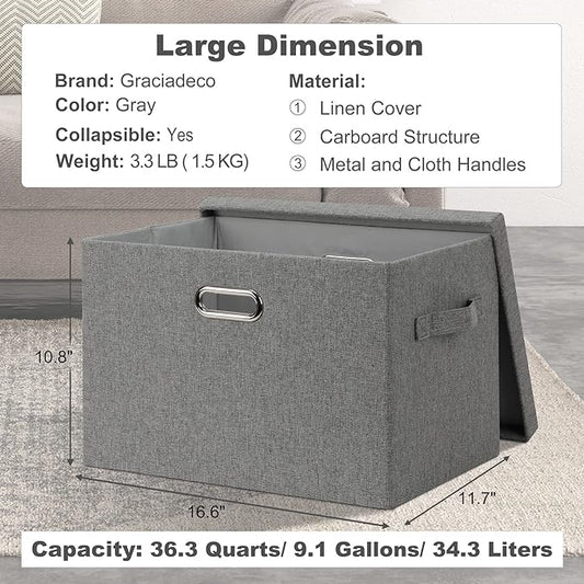 Large 17" 36 Quart Collapsible Stackable Storage Bins - Image 2