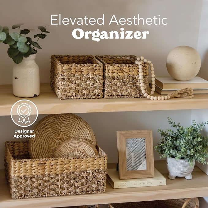 Small Wicker Baskets for Storage 2-Pack, Woven Baskets for Organizing Living - Image 6