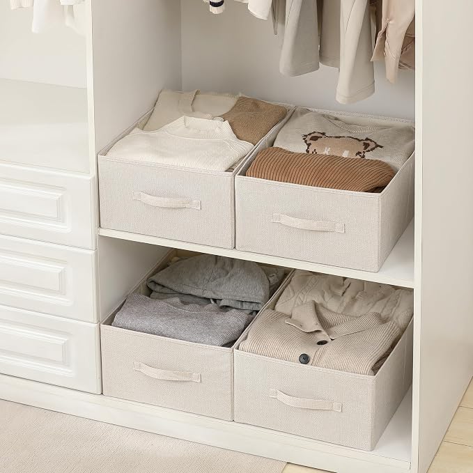 Linen Folding Storage Bins, 3 Pack Large Storage Baskets, Clothing Storage Bins - Image 4