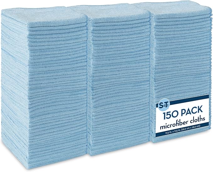 S&T INC. 150 Pack Microfiber Cleaning Cloth, Bulk Towels by STINC