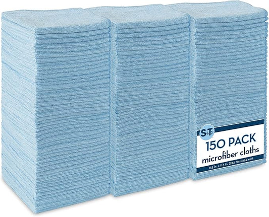 S&T INC. 150 Pack Microfiber Cleaning Cloth, Bulk Towels by STINC