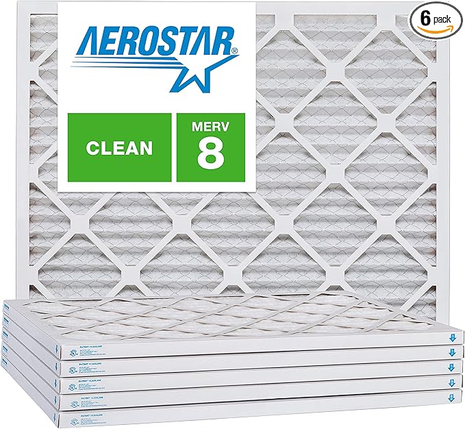 Aerostar 8x14x1 MERV 8, Pleated Air Filter, Box of 6, Made in the USA by AirFiltersDelivered