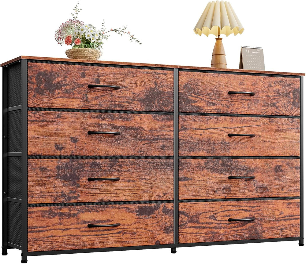 Furnulem Long Dresser for Bedroom, TV Stand for 55'', 8 Drawer Dorm D...