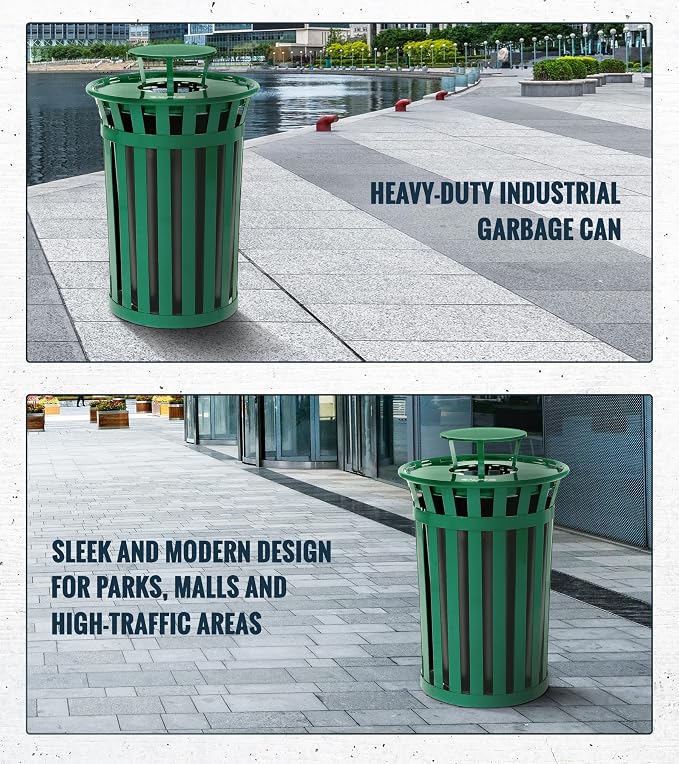 Alpine Industries Outdoor Metal Waste Receptacle Rain Bonnet Lid - Image 7