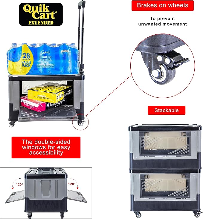 dbest products Quik Cart Extended Four Wheeled Rolling Crate Teacher Utility - Image 2