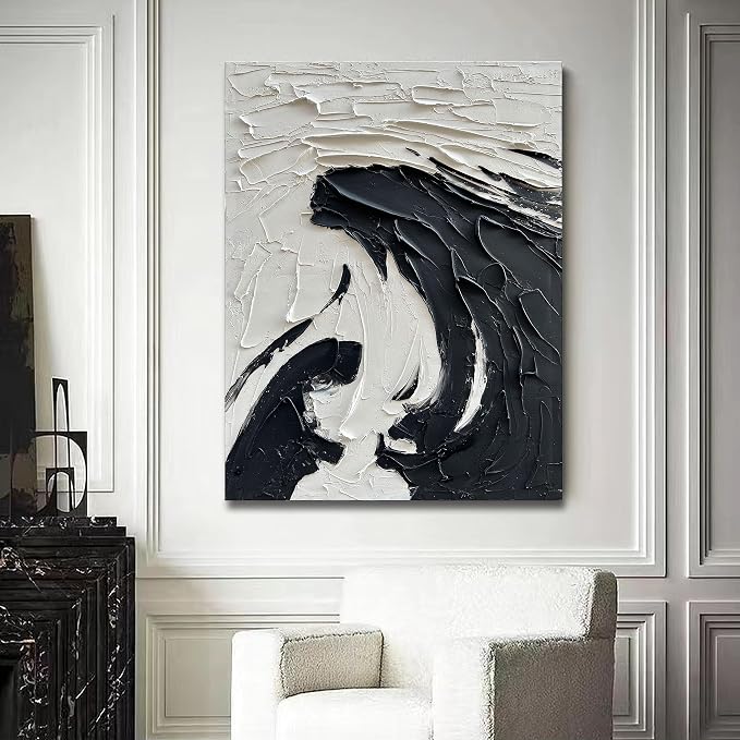 NANKAI 40x28 inch Minimalist Black and White Abstract Painting 100% - Image 6