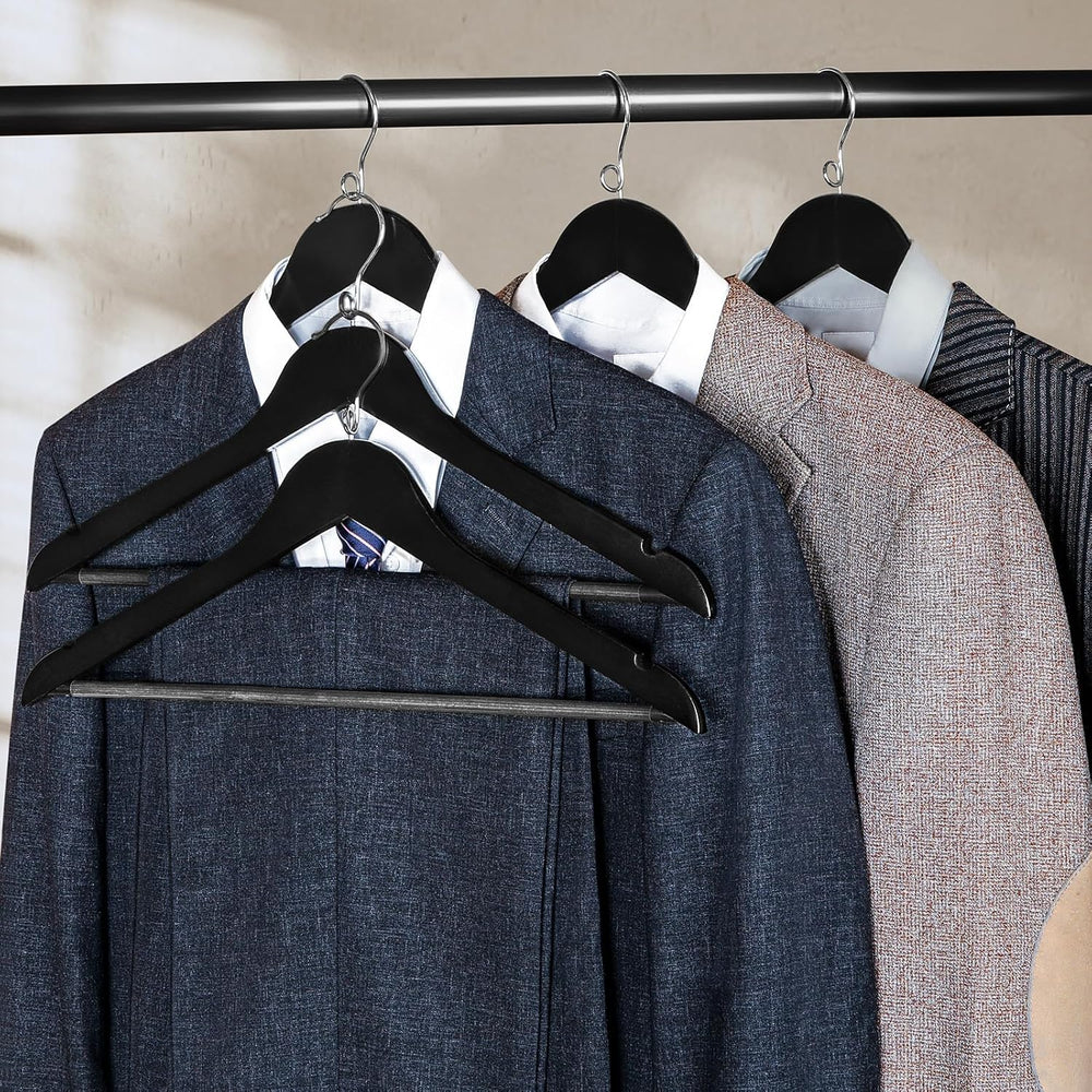 TOPIA HANGER Black Wooden Hangers 30 Pack, Space Saving Coat Hanger with 360°...