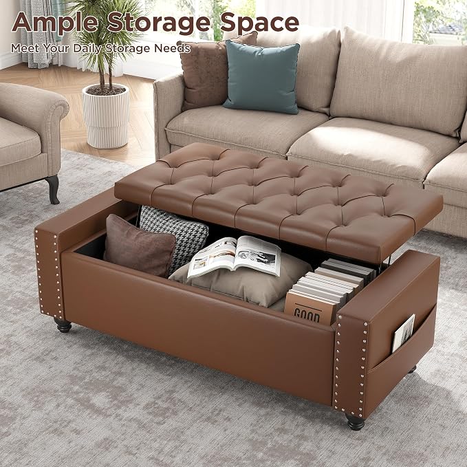 Maupvit Storage Ottoman Bench, 49 Inch Bedroom Bench, Upholstered Ottoman - Image 7