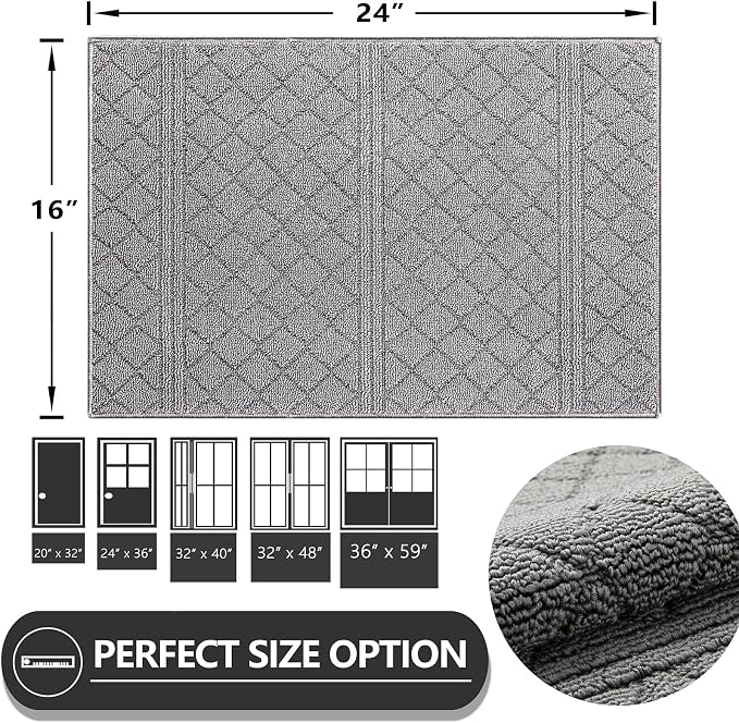 REFETONE Indoor Doormat, Front Back Door Mat 16"x24" Absorbent Rubber Backing - Image 2
