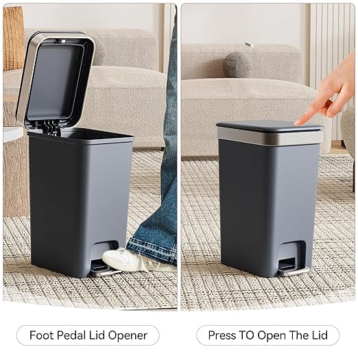 Small Bathroom Trash Can with Lid Soft Close, 10 Liter/2.6 Gallon Slim Garbage - Image 2