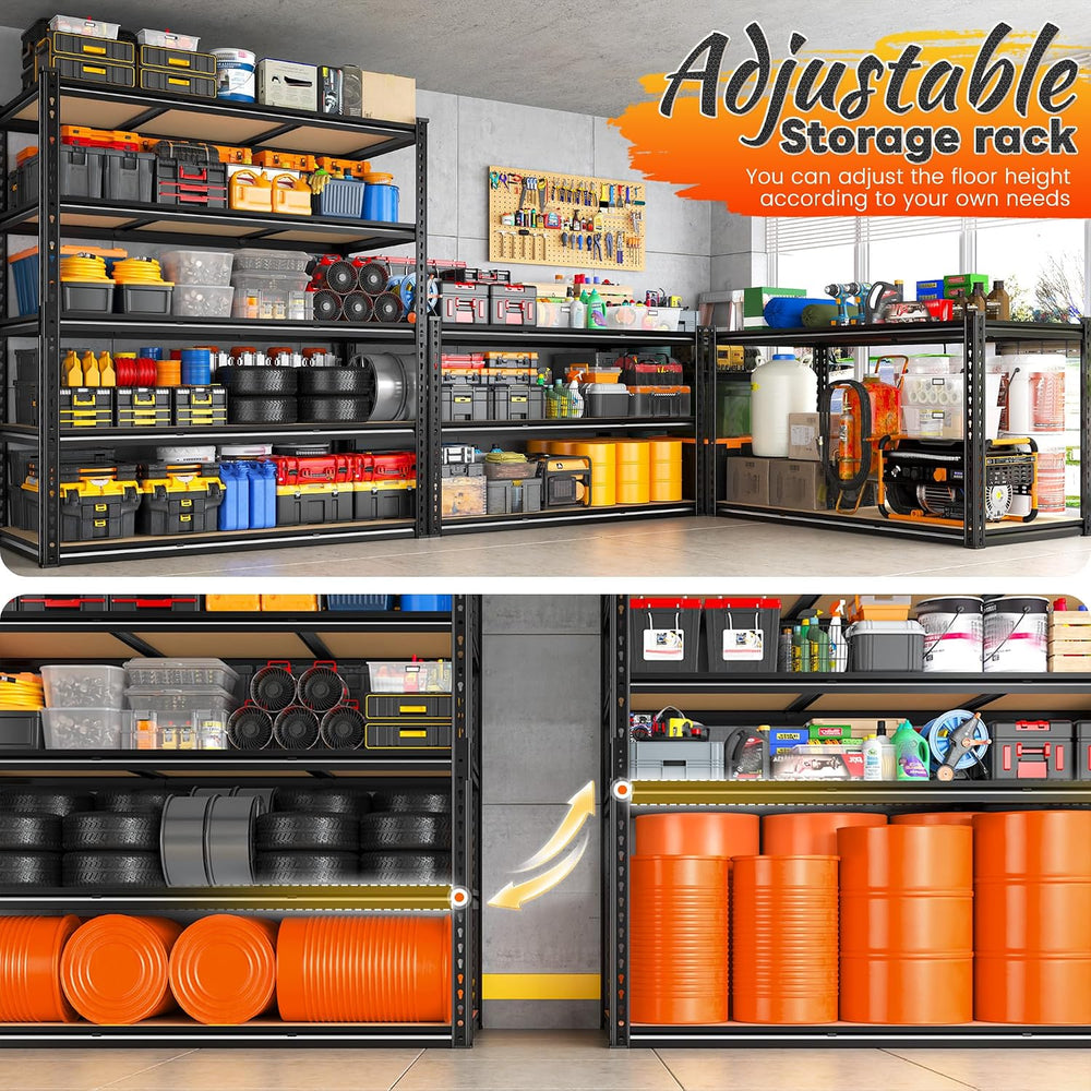 REIBII 48" W Garage Shelving 3080LBS Storage Shelves 5 Tier Heavy Duty S...