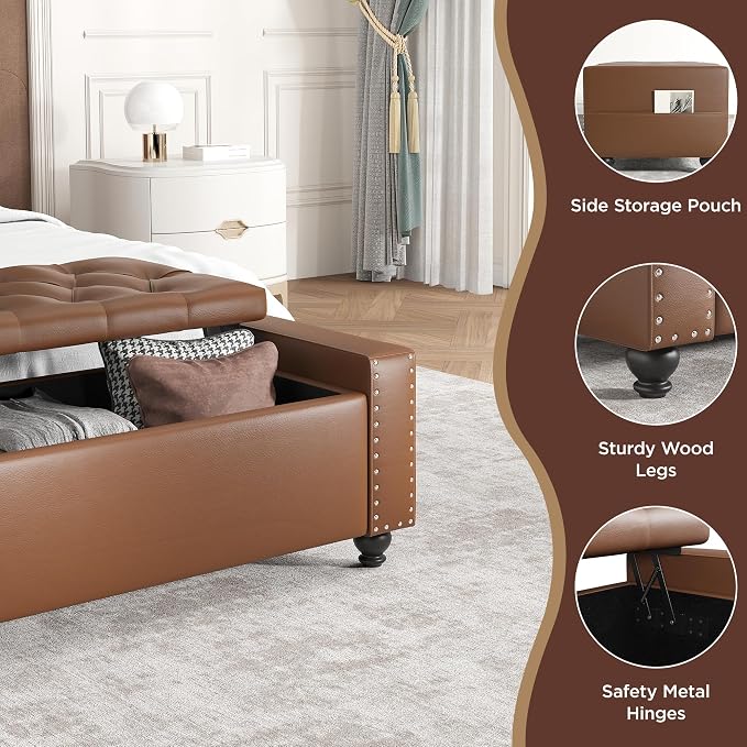 Maupvit Storage Ottoman Bench, 49 Inch Bedroom Bench, Upholstered Ottoman - Image 3