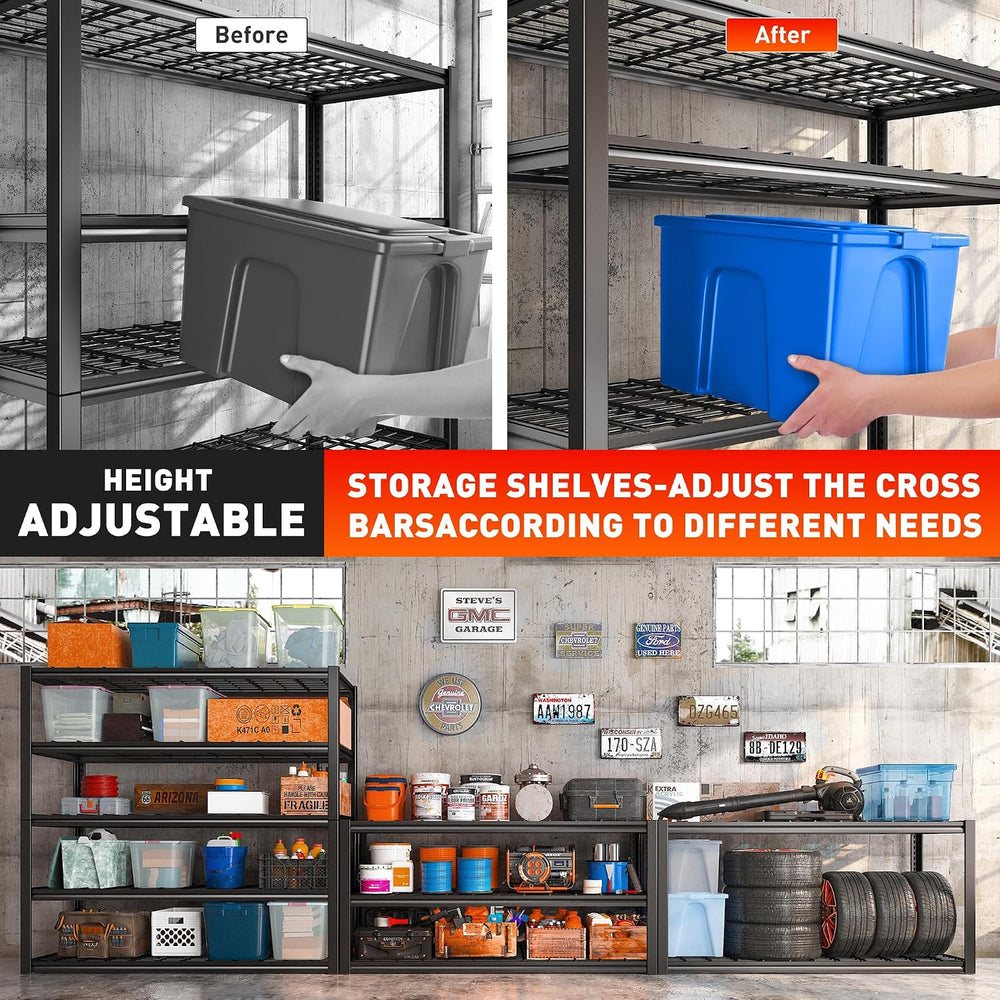REIBII 48.2''W Garage Shelving Heavy Duty Metal Shelving 3000LBS Stor...