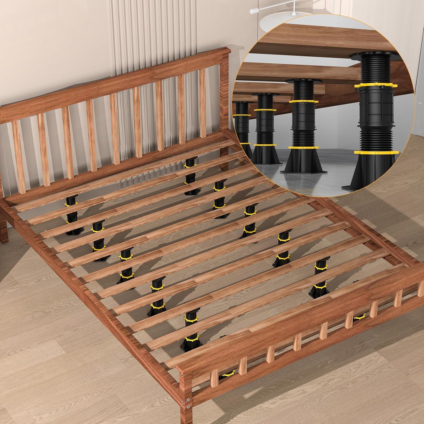 Wlrrcwdttc 4 Pcs Adjustable Height Bed Support Legs 8.5-13 inch, Bed Frame Center Support Legs for Bed Frame/Bed Center Slat, Bed Support Reinforcement Parts Bed Slats Support Leg Bed Legs Replacement