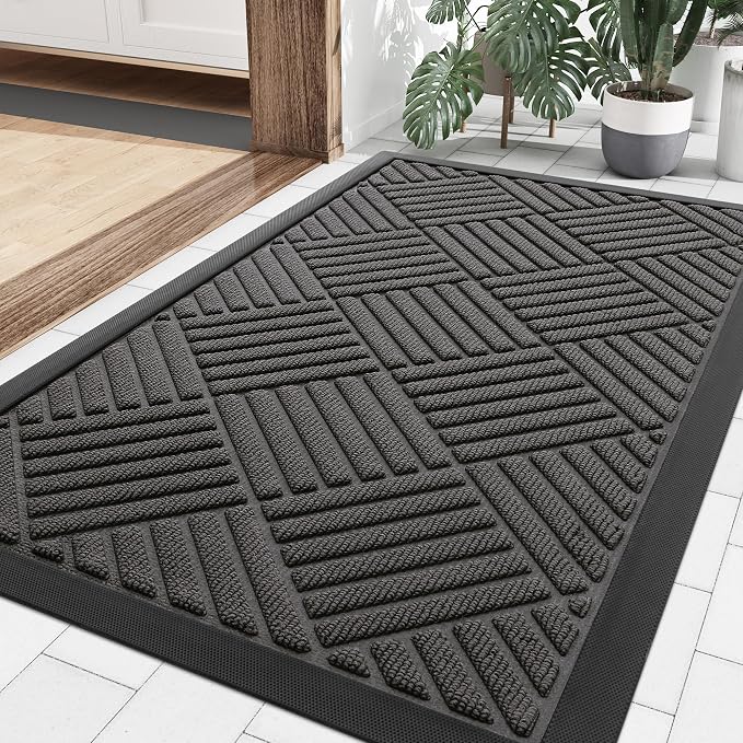 Smiry Front Door Mat Outside Entrance, Heavy Duty Outdoor Indoor Natural Rubber by Smiry