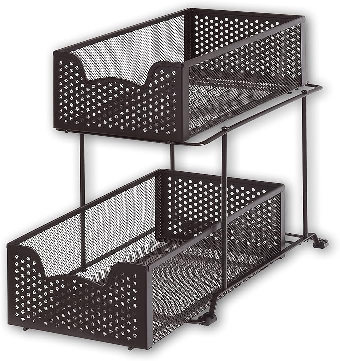 SIMPLE HOUSEWARE 2 Tier Sliding Cabinet Basket Organizer Drawer - Image 6
