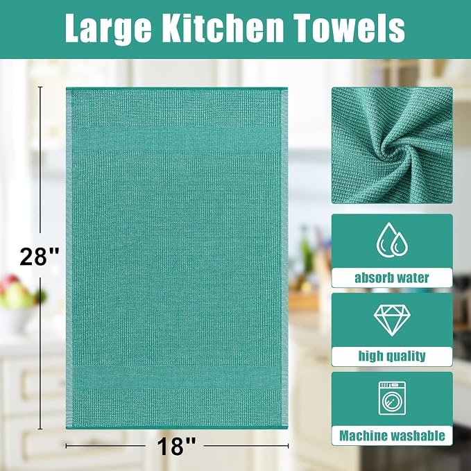 Homaxy Premium Kitchen Towels, Large Cotton Kitchen Hand Towels, Flat and Terry - Image 9