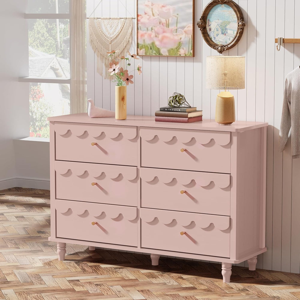 Anbuy Scalloped Dresser for Bedroom Girls Organizer Storage with Drawers, Pin...