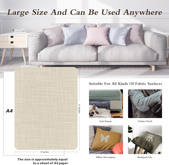 KING MOUNTAIN Fine Linen Fabric Patches, Self-Adhesive, 8x11 inch Extra Size - Image 4