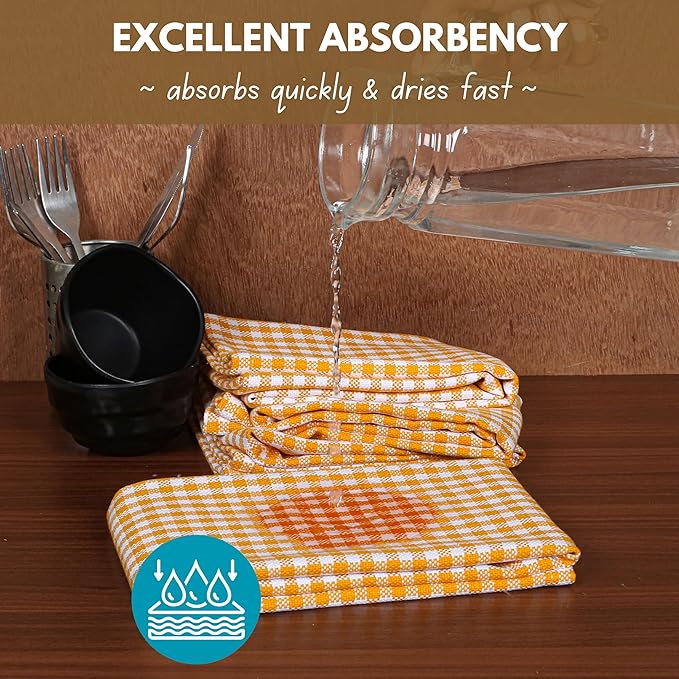 Native Fab 6 Pack Gingham Mini Check Kitchen Hand Towels Set - Image 3