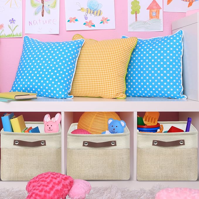 SIMPLE HOUSEWARE Large Fabric Storage Bin, 3 Pack - Image 6