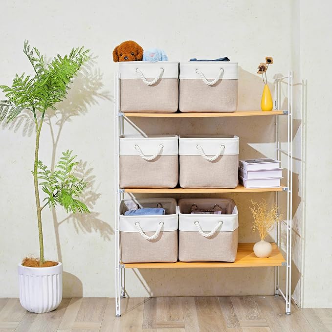 15x11x9.5 Inch Storage Baskets for Shelves, 3 Pack Storage Bins，Foldable - Image 2