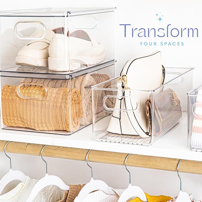 Plastic Food Storage 6 Pack Clear Container Bin - Image 2