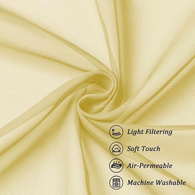 Chyhomenyc Sheer Yellow Tier Curtains 24 Inch Length, Small Window Curtains - Image 7