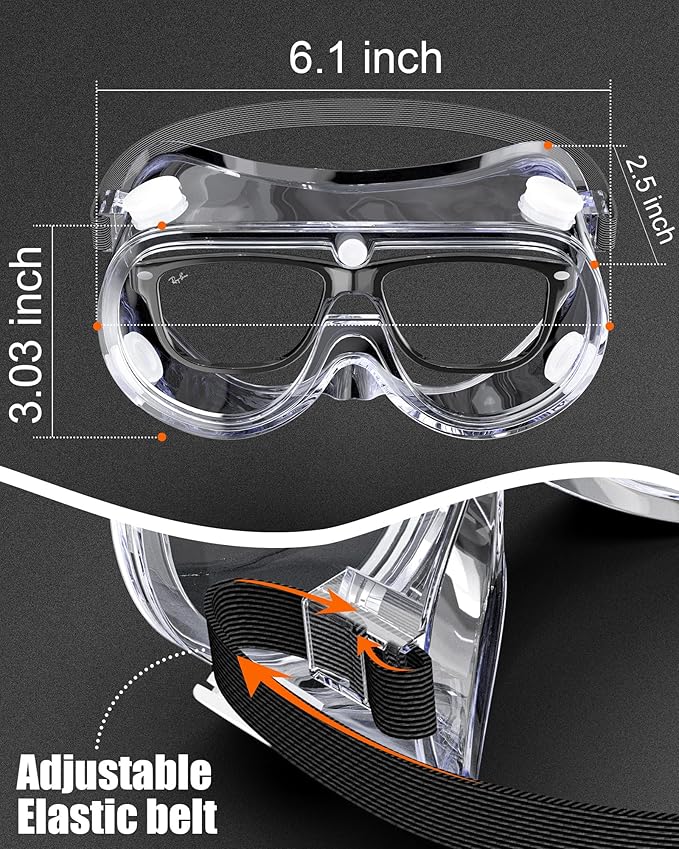 Anti-Fog Indirectly Vented Lab Safety Goggles Over Glasses - Image 7