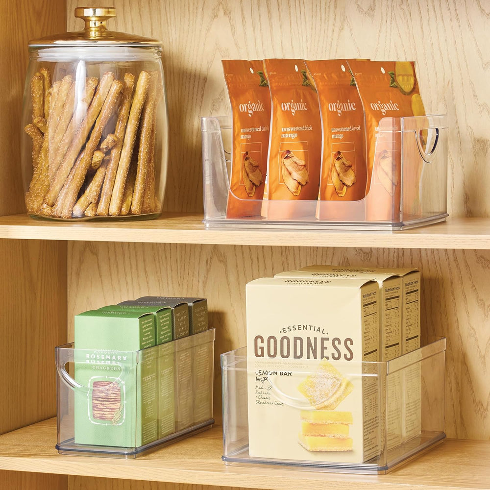 iDesign Plastic Stackable Kitchen Cabinet Storage Bin, Clear, 4-Pack