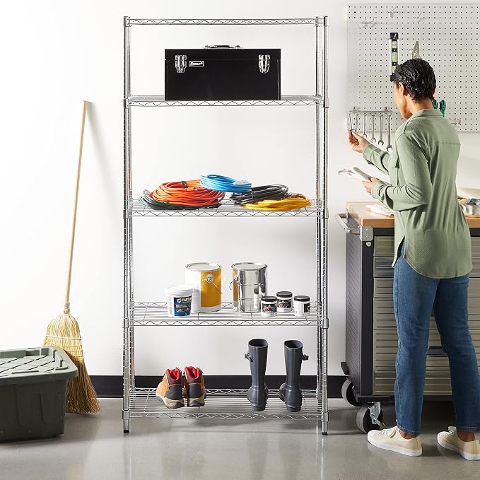 Amazon Basics 5-Shelf Adjustable Heavy Duty Steel Wire Rack Storage Shelving - Image 8