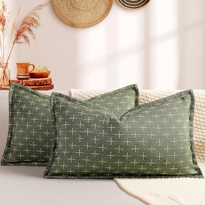 ZWJD 12x20 Pillow Covers Set of 2 Soft Polyester Textured Lumbar Pillow Covers by ZWJD