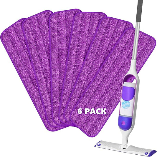HOMTOYOU Reusable Pads Refills for Swiffer Power Mop: 6 Pack Microfiber Pad for by HOMTOYOU