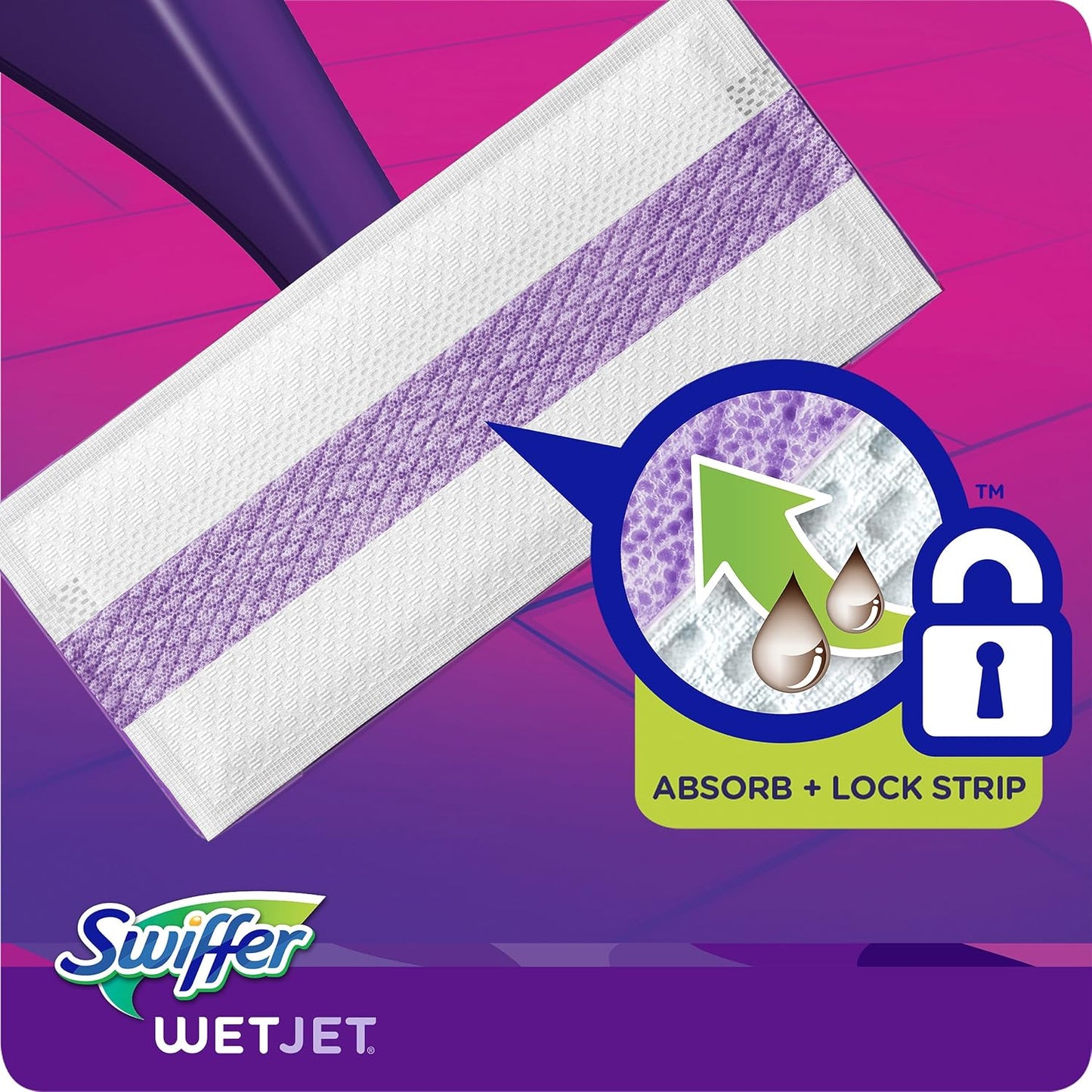 Swiffer Wet Jet Mop Cleaning Pads Refill, Floor Cleaner for Mopping Wood, Laminate, Tile in Home, Bathroom, Kitchen, All Purpose Multi-Surface Spray Mop Pad for Floor Cleaning, 24ct