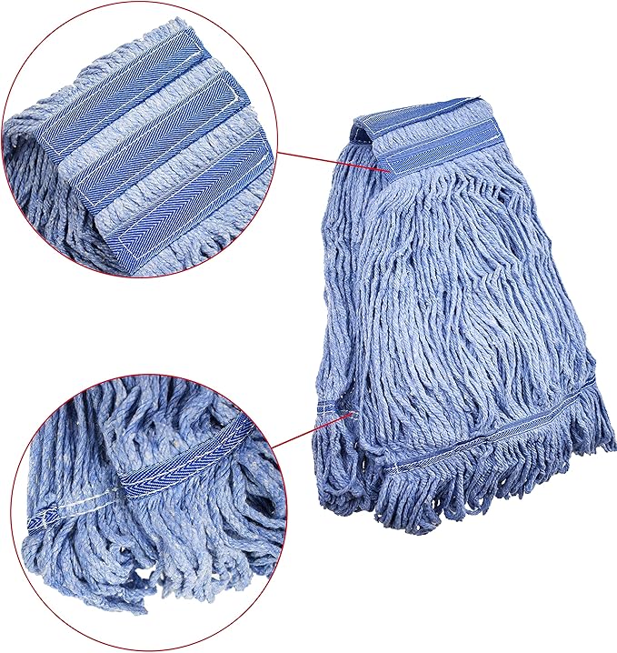 Mop Head Replacement Commercial Heavy Duty String Blue Wet Mop Heads - Image 3