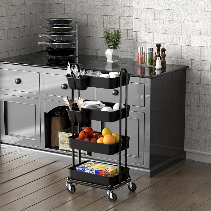 Simple Houseware 4-Tier Multifunctional Rolling Utility Cart - Image 3